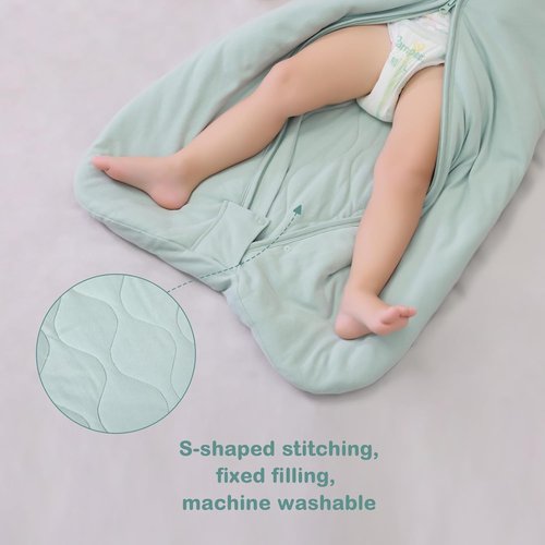 Mosebears Sleep Sack | Baby Winter Wearable Blanket with 2-Way Zipper | 2.5 TOG Cotton, Calm Sage, 12-18 Months