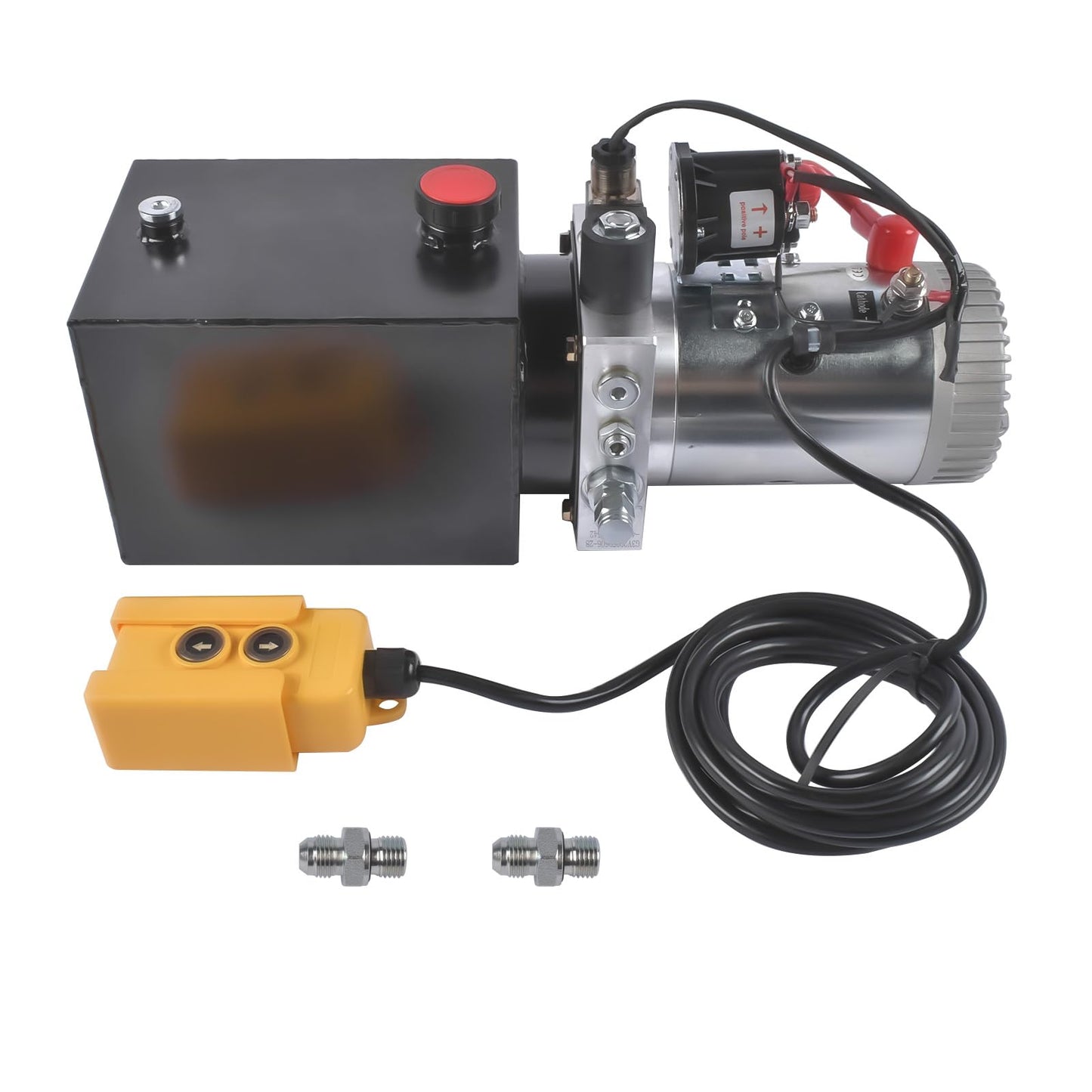 Mixizap 12V Hydraulic Pump, 4 Quart Single Acting Power Unit, 0.91 GPM Flow, 3200 PSI, for Dump Trailers, Tippers, Car Lifting, Log Splitters