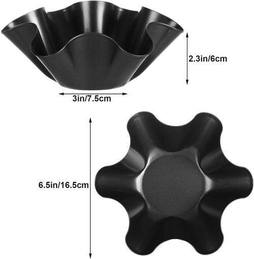 LANIAKEA Tortilla Bowl Maker - 12PCS Non-Stick Carbon Steel Taco Shell Pans | 6.5in for Home Cooking