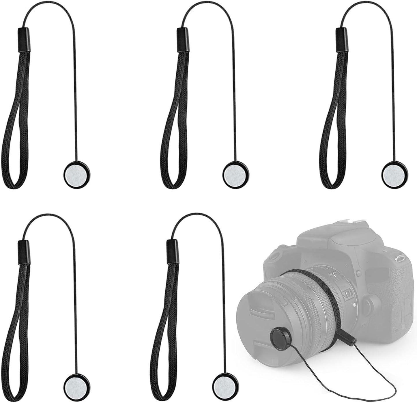 ZNBSIXP 5 Pack Lens Cap Leash,Lens Cap Tether,Lenses Caps Keeper with Elastic String,Camera Caps Holder for Canon Nikon