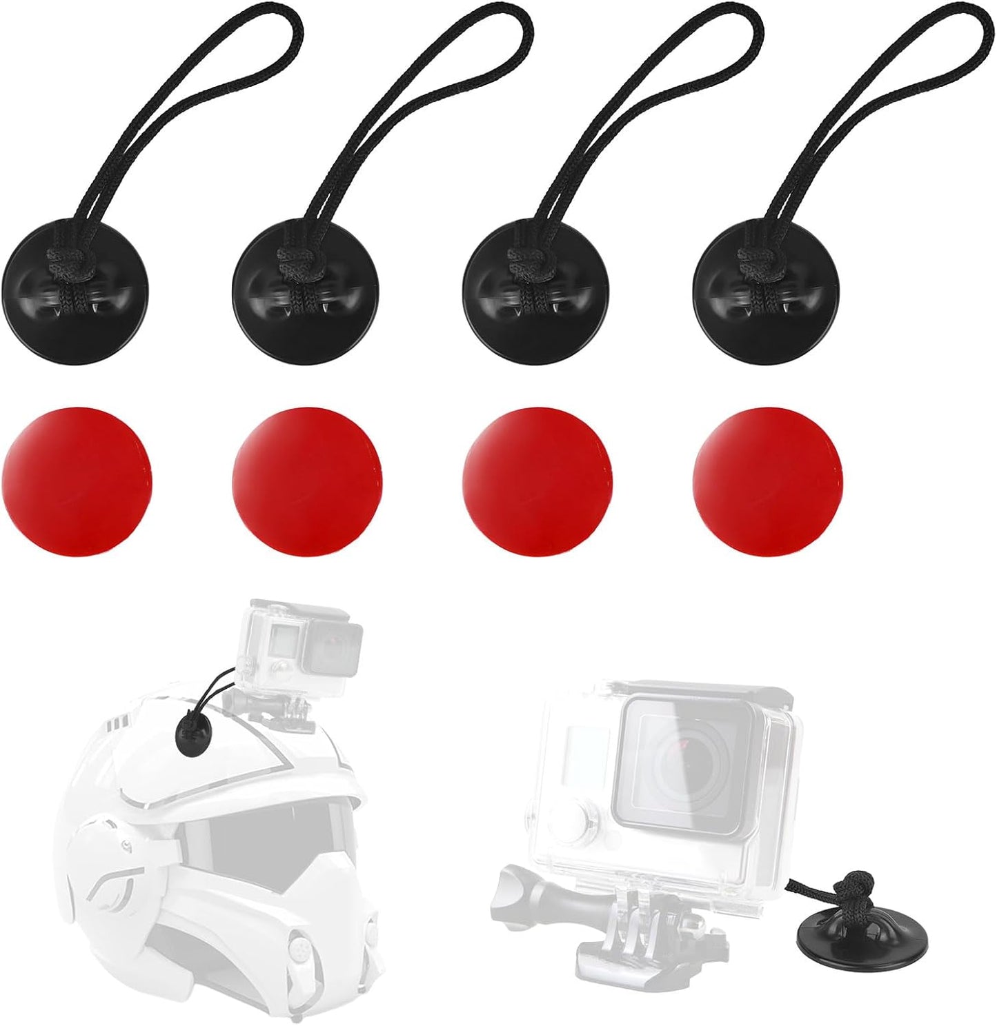 lasuroa 4pcs Insta360 x4 x3 Action Camera Safety Tether with High-Bond Adhesive Pads, Strong Adhesive Stickers Strap