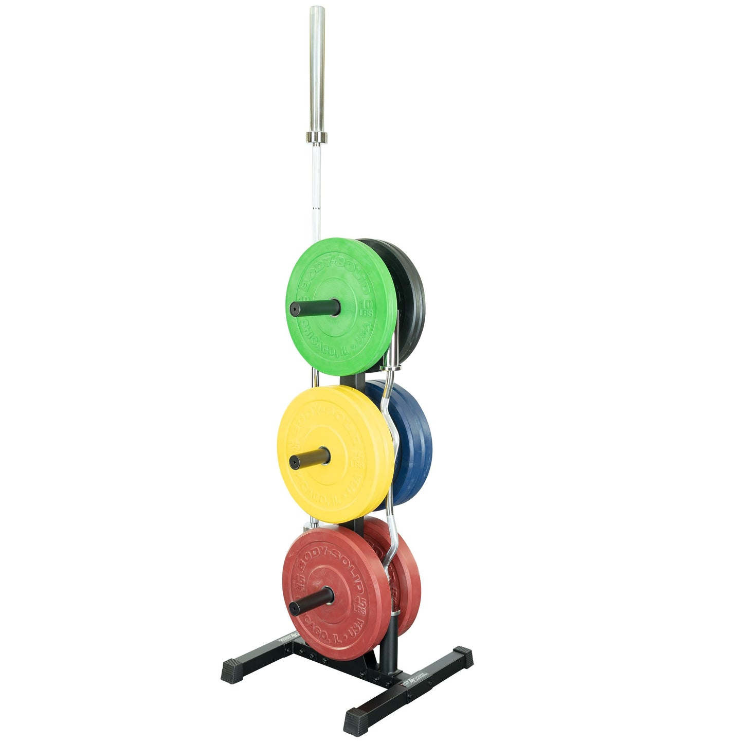 Body-Solid (BFWT10B) Weight Tree Rack for Olympic Plates - Bumper Plate Storage, Weight Plate Holder