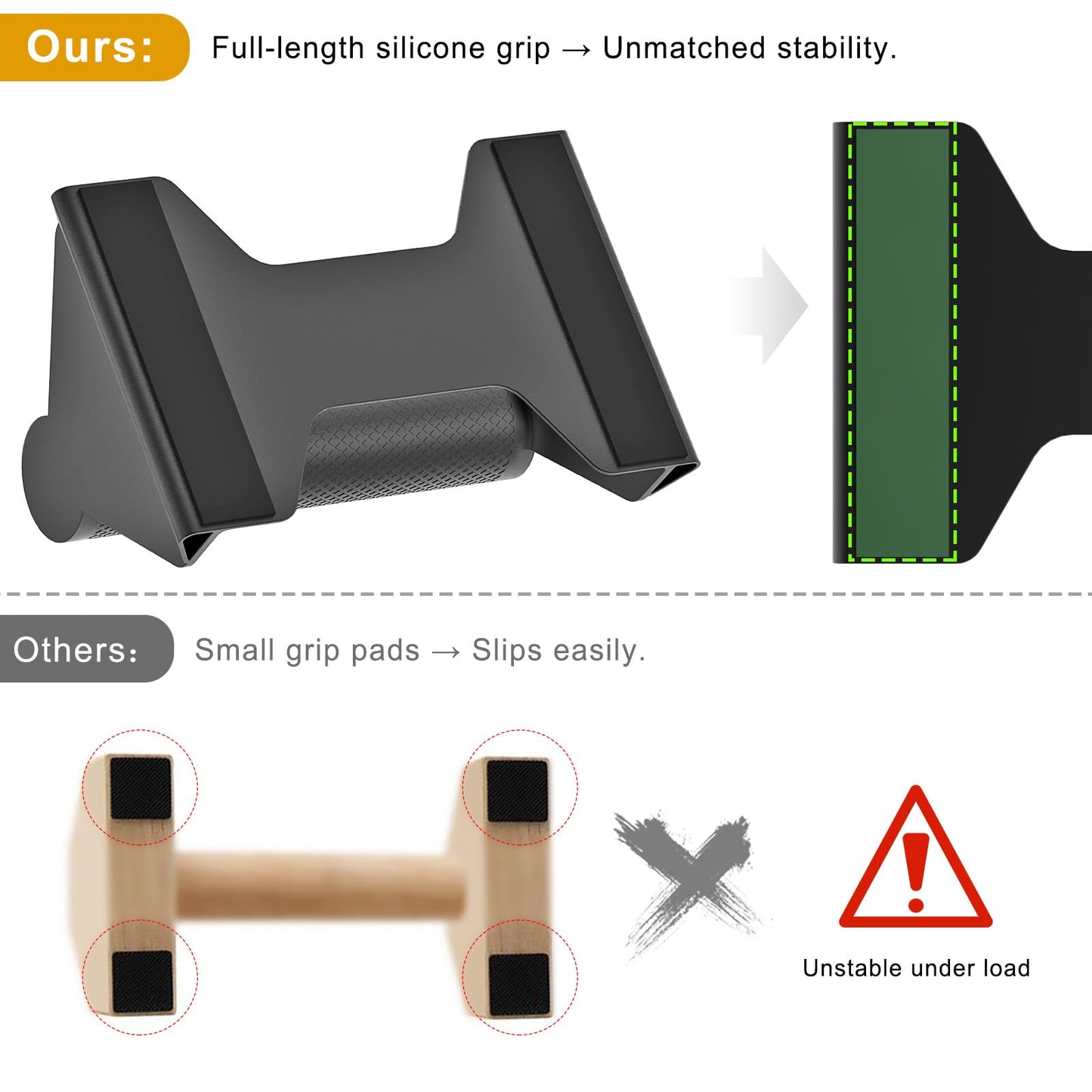 Kipika Push Up Bars, Pushup Stands, Anti-Slip Metal Push Up Handles, Bottom Anti-Slip Pad, Strength Training Equipment, Perfect for Floor Workout Exercise (Metal Grip)