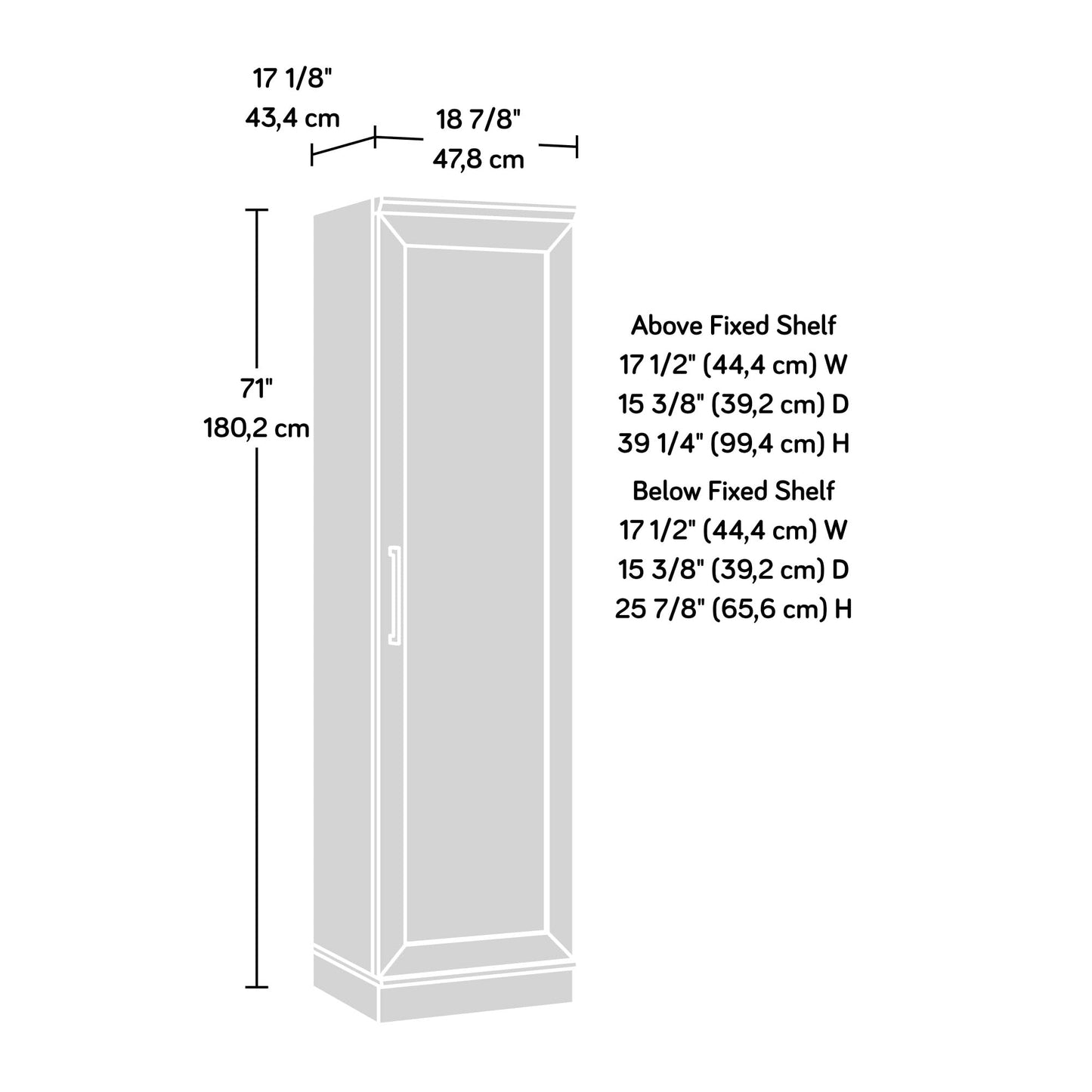 Sauder HomePlus Narrow Pantry Storage Cabinet Slim Single Door with Adjustable Shelves, Kitchen Storage Cabinet, in Soft White