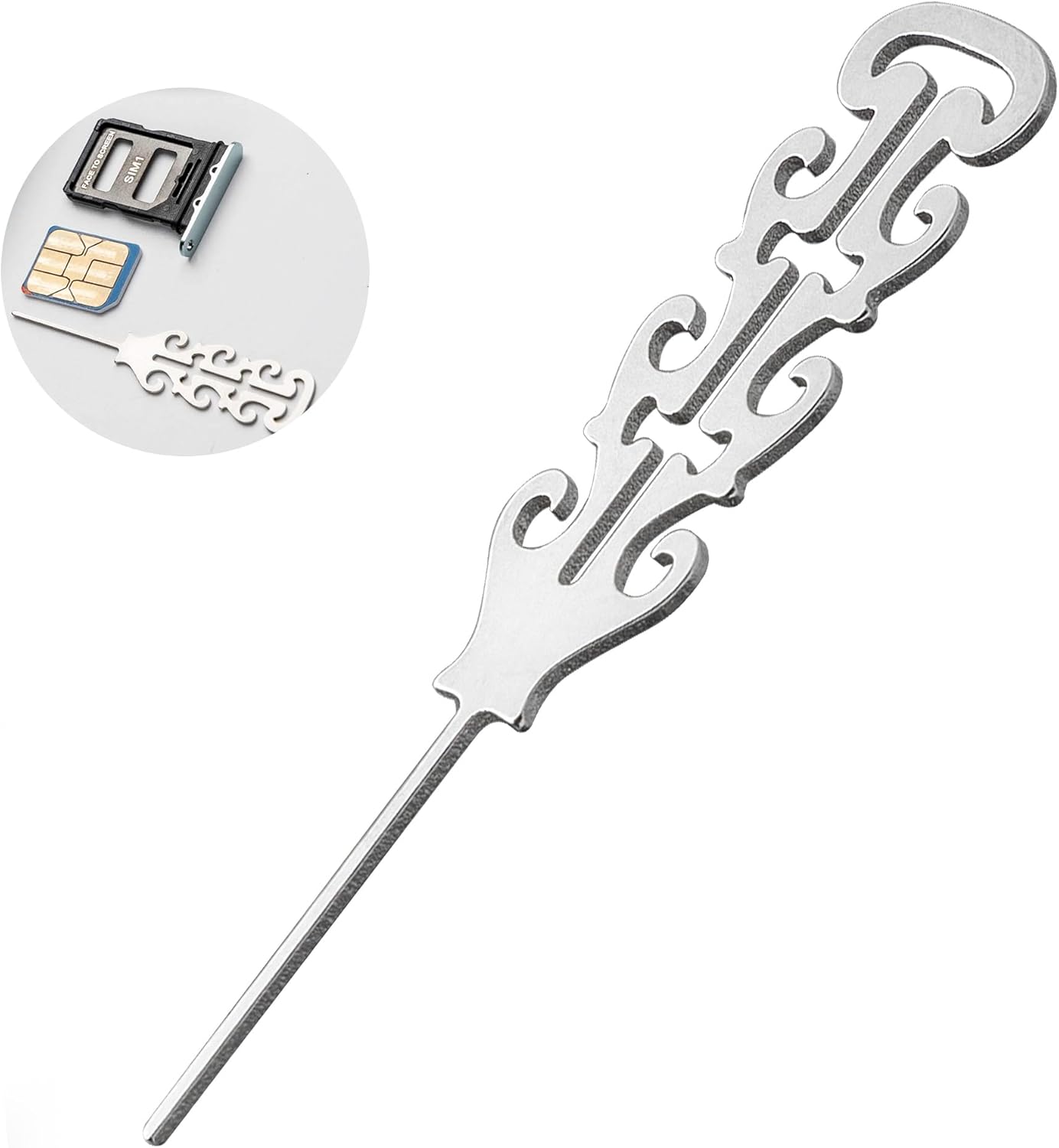 BANGCHEER 10PCS Set, SIM Card Removal Tool Engraved Stainless Steel SIM Ejector Pins with Lanyard, Universal SIMcard