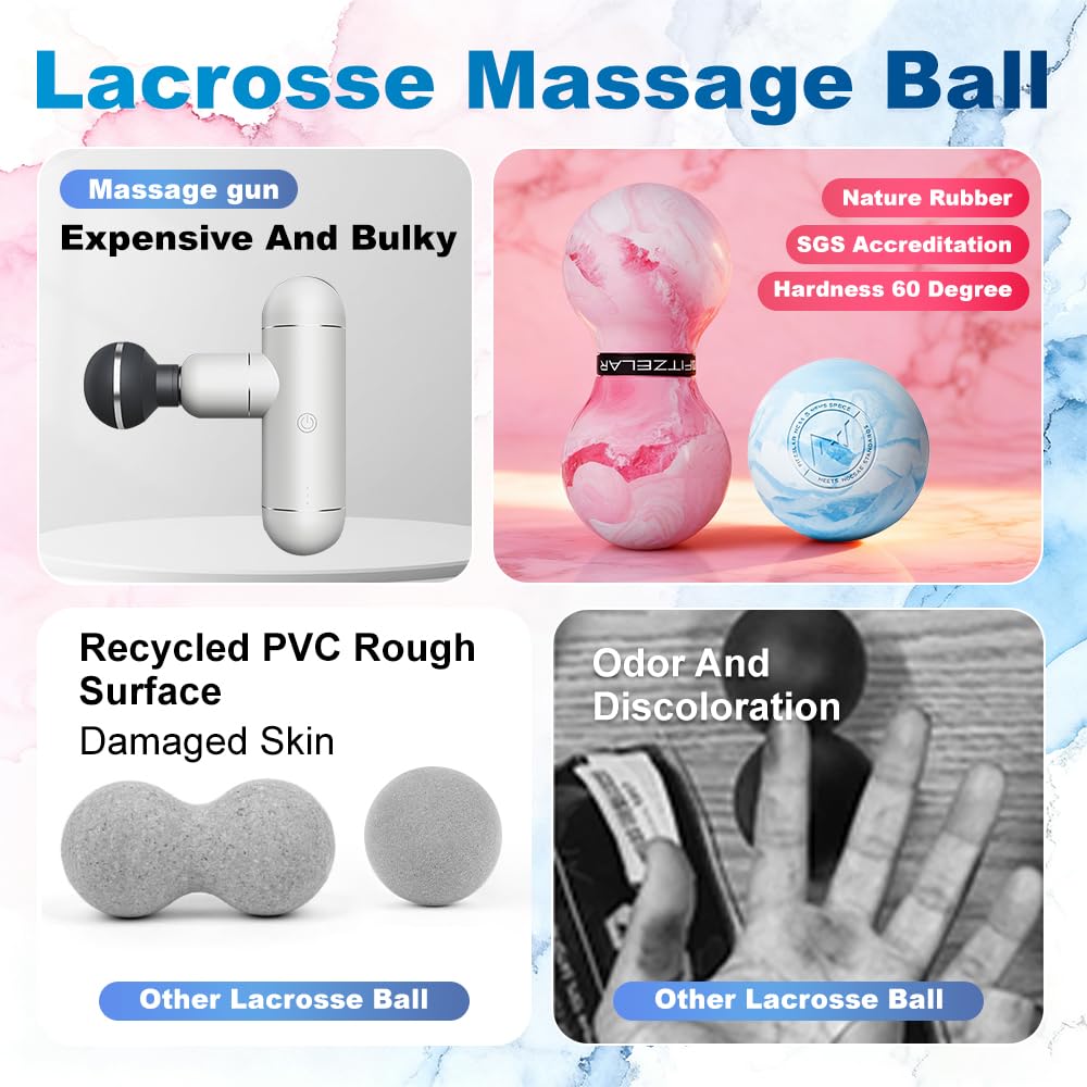 FITZELAR Massage Lacrosse Balls for Myofascial Release, Quality Certification, Massage Deep Tissue for Back and Shoulder, Trigger Point Therapy, Muscle Knots, Relieving Muscle Pain