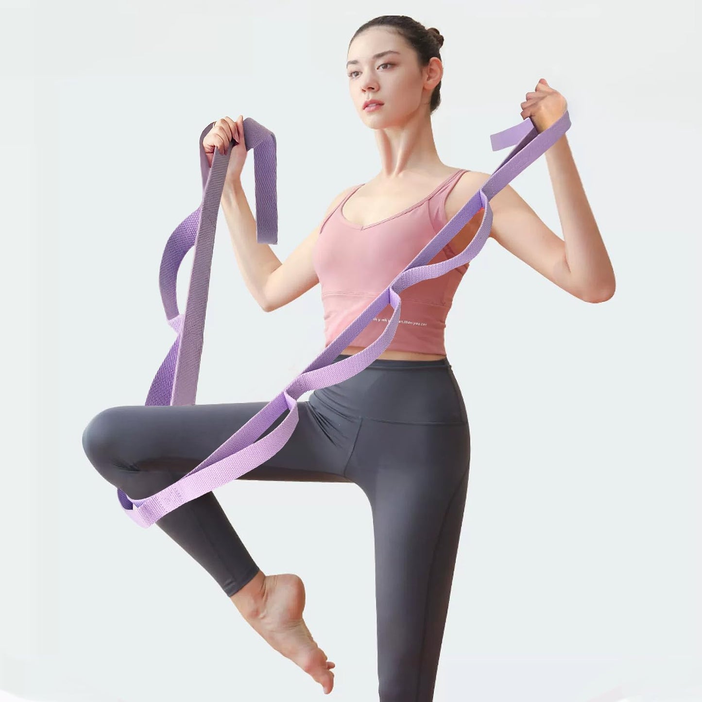 Aozora Yoga Strap Stretching Strap with Loops, Stretch Out Straps for Physical Therapy, 10 Loops Non-Elastic Exercise Strap for Pilates, Dance and Gymnastics with Workout Guide (1"W, 5pack-Multiple