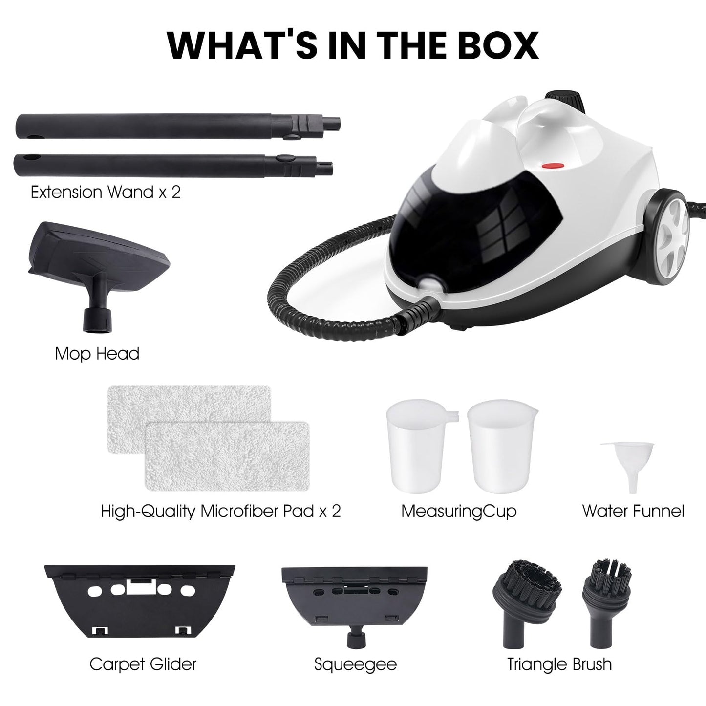 Steam Cleaner 1.5L Steamer for Cleaning Fast Heating 6-in-1 Multi-Surface with 8 Accessories UL499 Certified
