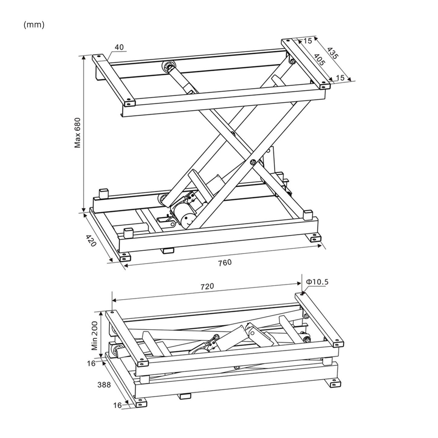 Height Adjustable Electric Lifting Platform Electric Scissor Lift Table 408LB Load
