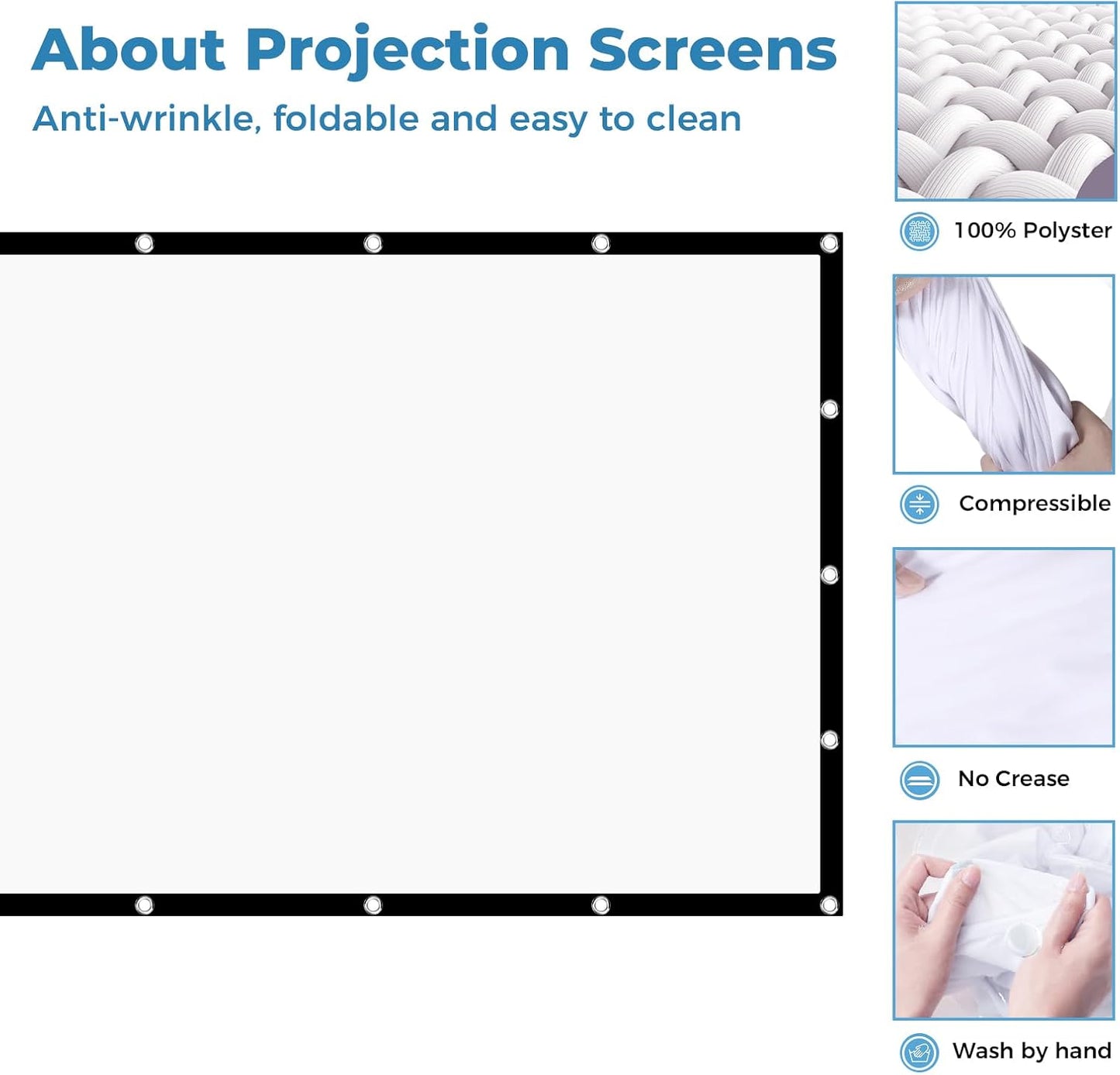KOGATA 100 Inch: Outdoor Projector Screen with Stand Portable Projection Screen for Outside Theater Home Backyard