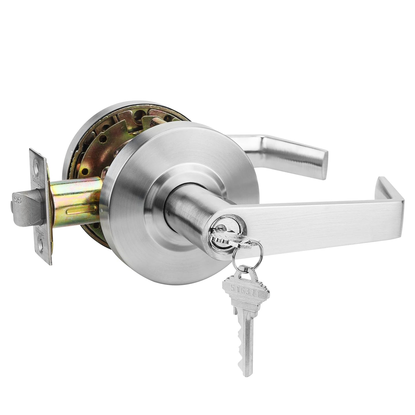 Golingda Grade 2 Comercial Door Entry Handles Door Locks with UL and 400000 Cyles Test, Made from Satin Chrome with Heavy Duty Lever Handles