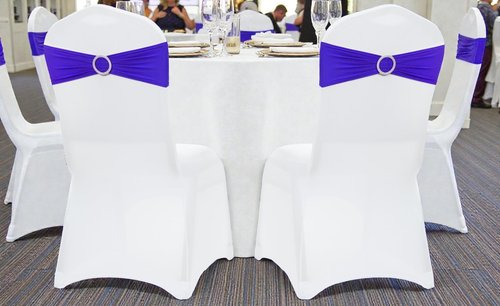 MDS Premium Spandex Chair Sashes - Stretch Covers with Buckle Slider | Pack of 100 - Royal Blue