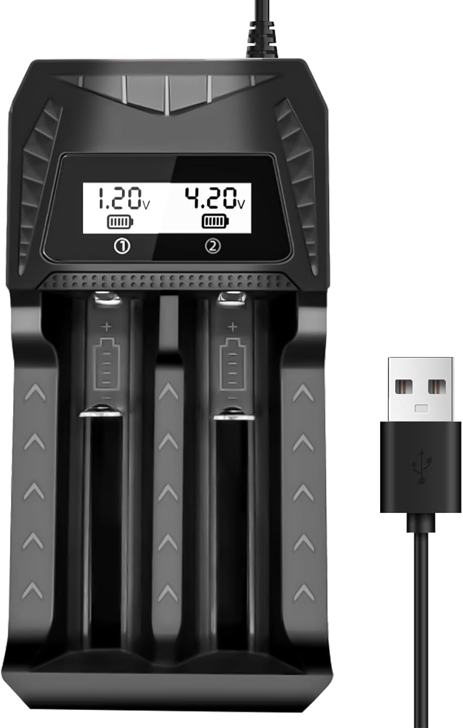 WAVYPO 18650 2 21700 LiFePO4 Battery Charger, Bays Smart Universal Charger with LCD Display for Rechargeable Batteries