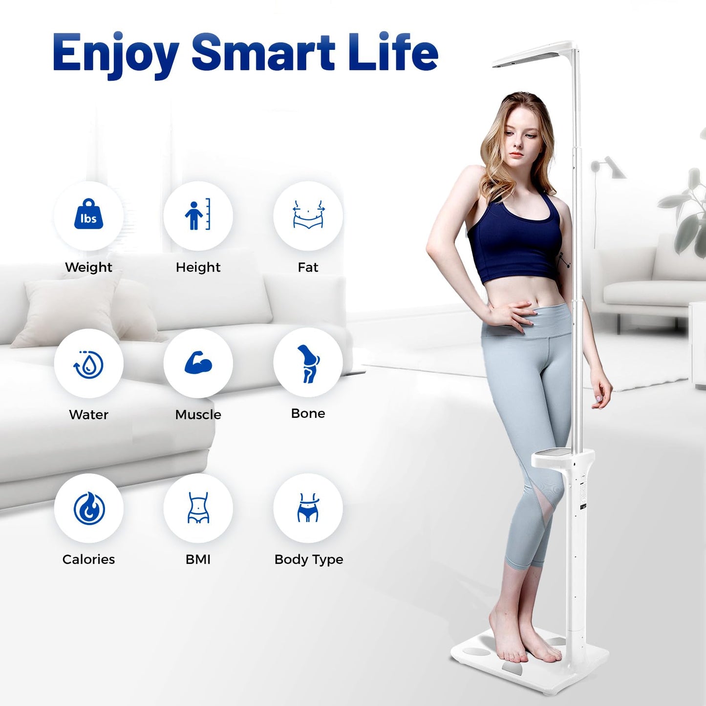 Medical Office Scale,Smart Physician Scale, Medical Scale for Weight and Height Measurement, Non-Contact Sonar Ranging All-in-One LCD Display for Measuring Weight, Height, Obesity, BMI and More