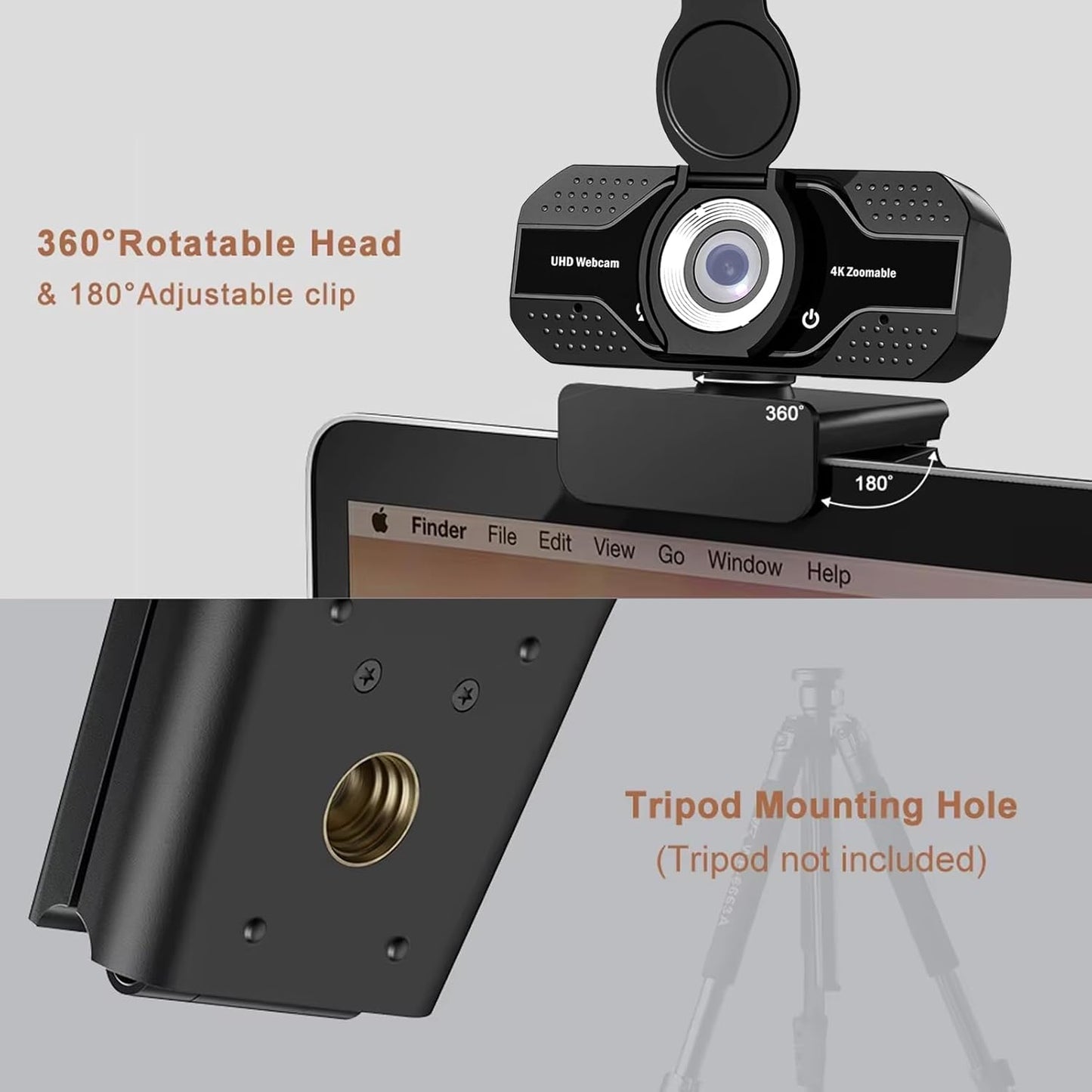 YOUPECK 1080P HD Webcam with Microphone, Noise Cancellation, Privacy Cover, Wide-Angle Lens, Auto Light Correction