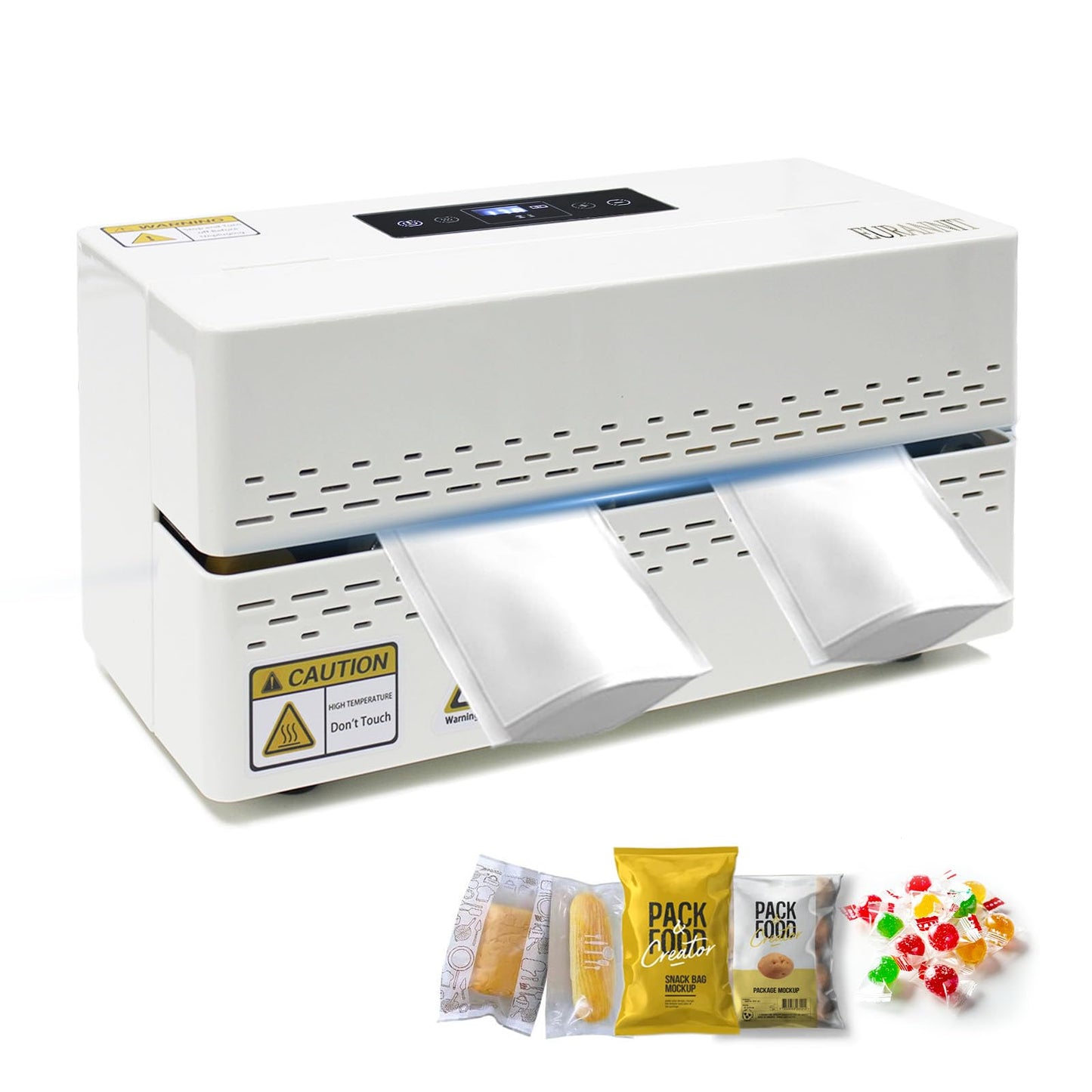 Eurannit Heat Sealer Machine - Compact Automatic Continuous Band Sealer with Fully Enclosed Safe Design, Digital Temperature Control for Food Packaging, Desktop Bag Sealer for Home and Commercial Use