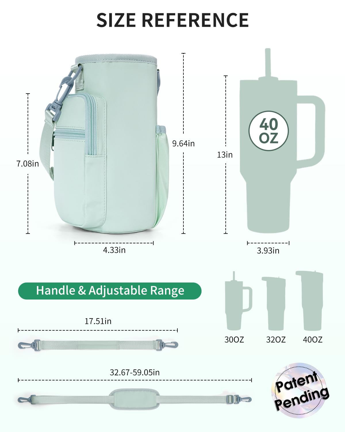 sportsnew Magnetic Gym Bag for Women Men, Crossbody Insulated Cup Sleeve Water Bottle Carrier Holder with Strap for 40oz Tumbler with Handle, 4 Built-in Magnets Small Gym Bag for Workout, Walking