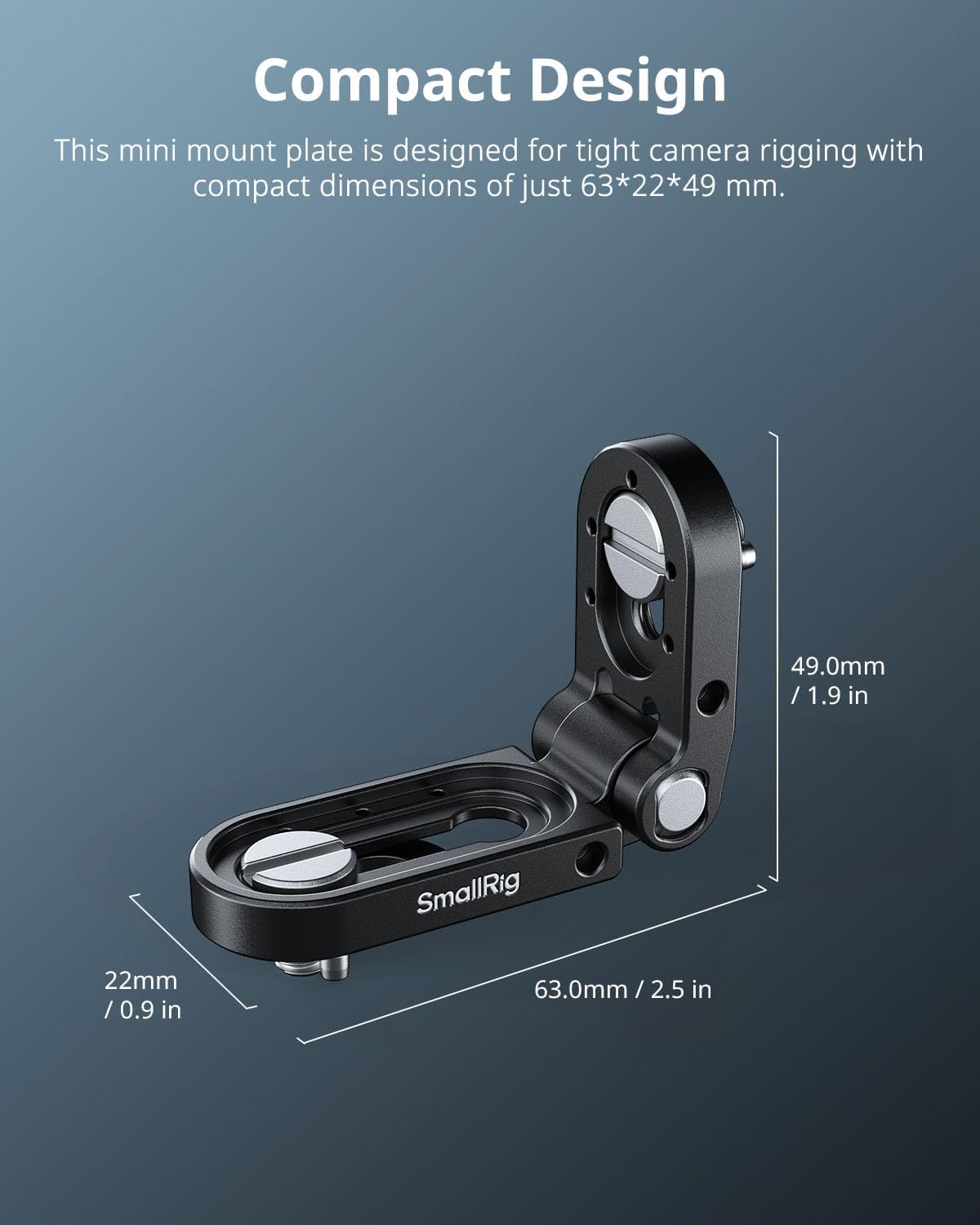 SMALLRIG 1/4''-20 1.2 (2.6 lbs), MD5712 Foldable Mini L-Shaped Mount Plate, Mounting Bracket Adapter with Screw
