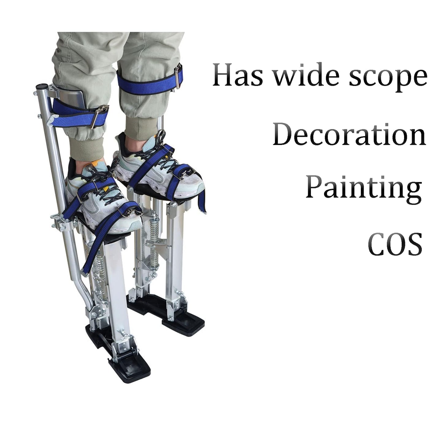findmall 15-23 Inch Drywall Stilts Grade Adjustable Auminum Tool Stilt for Painting or Cleaning - Silver