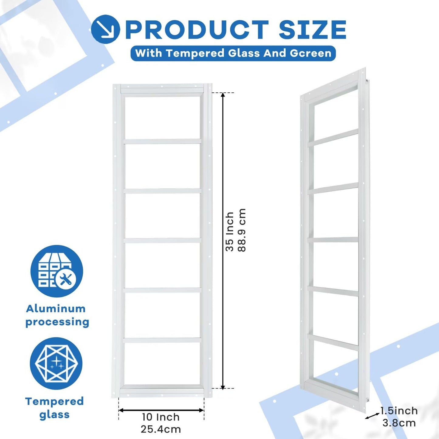 COLORPAPA 2 Pack Shed Windows, 10"x35" Transom Window Fixed Design with Tempered Glass for Shed, Chicken Coop, Playhouse, Household, Garage, Barns (White)