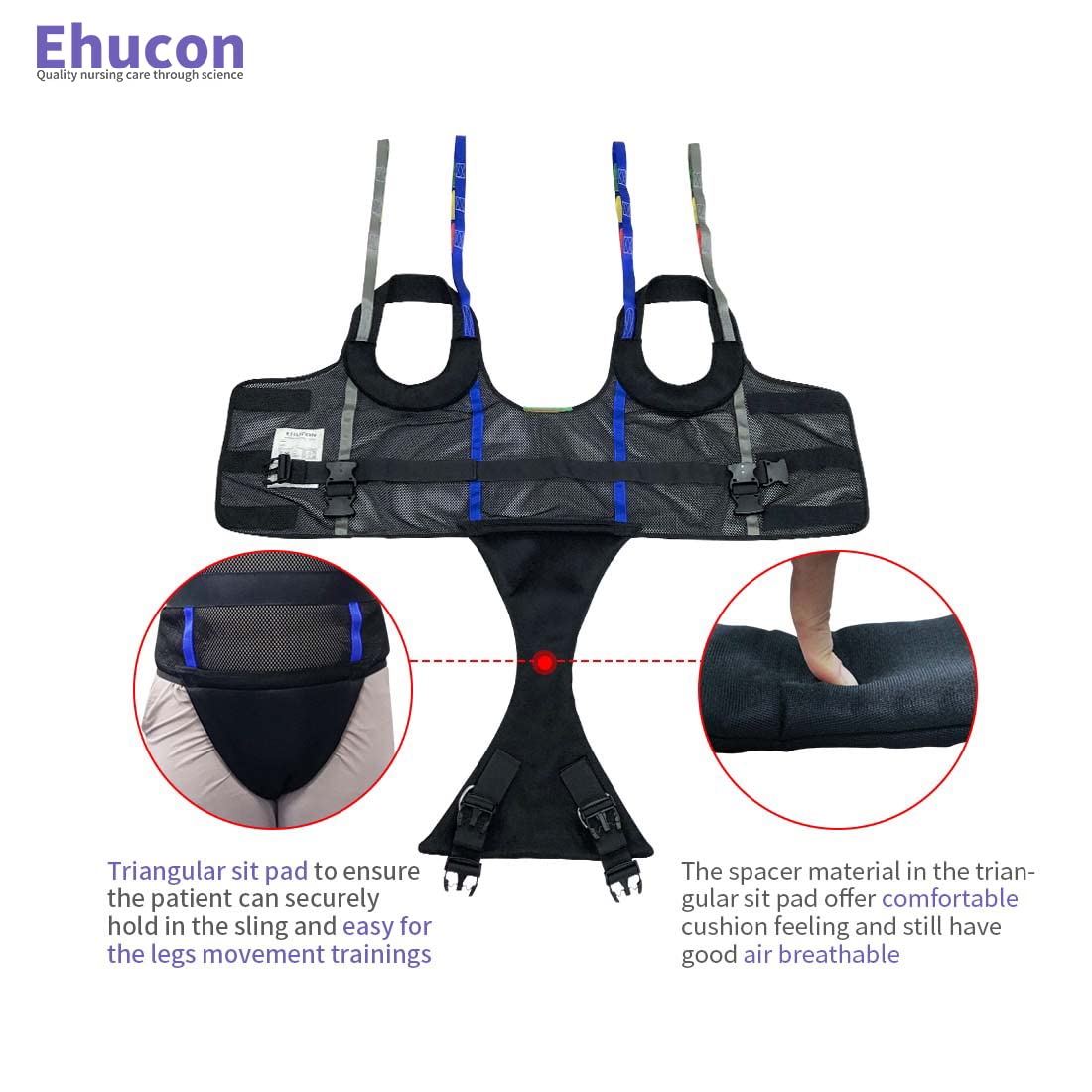 Ehucon Comfort Padded Patient Lift Walking Sling,Portable Standing Harness to People/Handicap for Ambulating Support Training,500 lbs Safety Loading(Small)