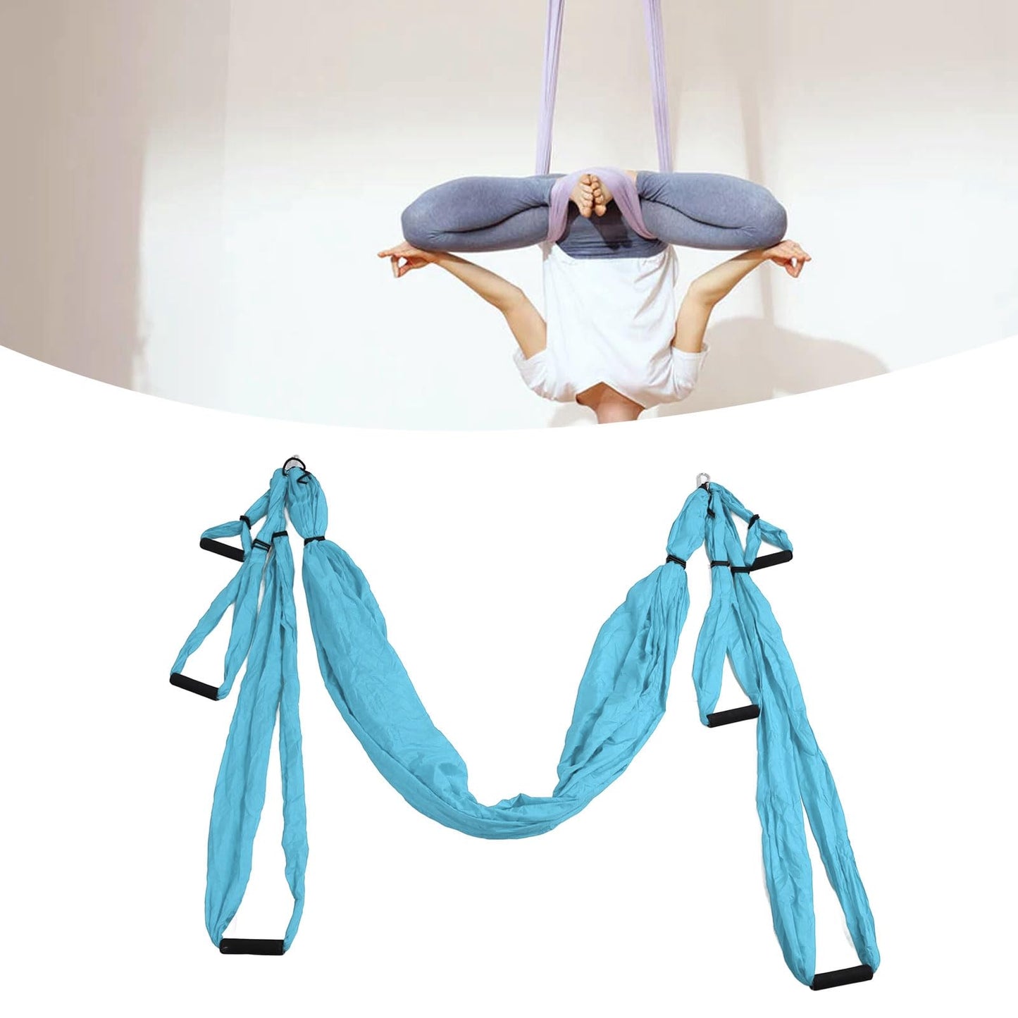 Aerial Yoga Swing Set Adjustable Increase Flexibility Yoga Hammock Yoga Inversion Tool Anti Yoga Sling Suspension Flying Trapeze for Physical Exercise (Lake Blue)