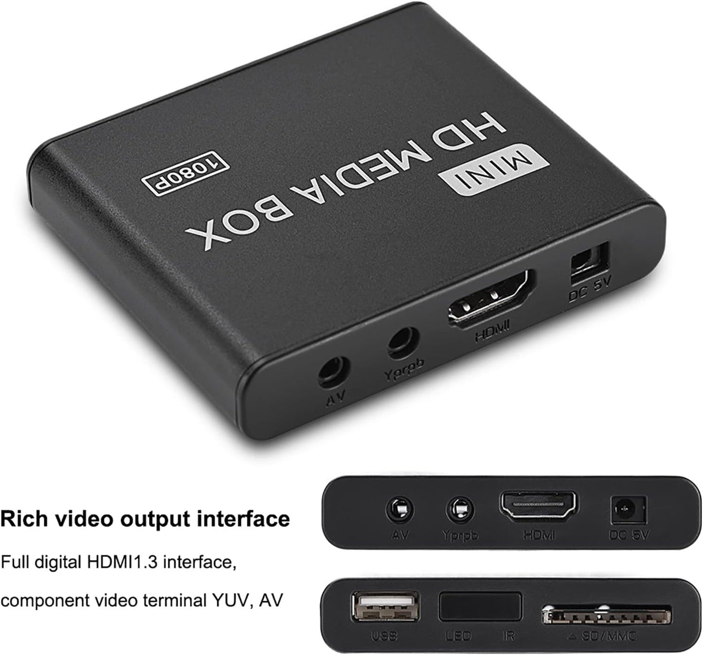 Fupi 1080P 7.1 1080P MMC MP3 Full-HD Digital Media Player, HDMI/AV/VGA Output, Surround Sound, HDMI Media Player