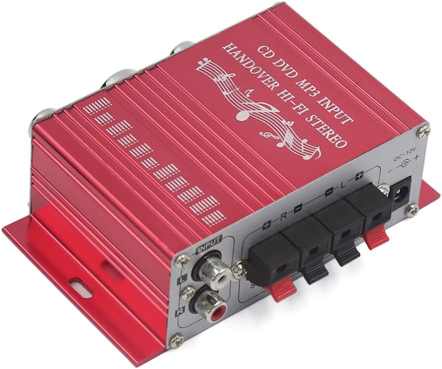 Ruilogod 2-CH MP3 Mini Hi-Fi Car Boat Audio Stereo Amplifier DVD Player Red