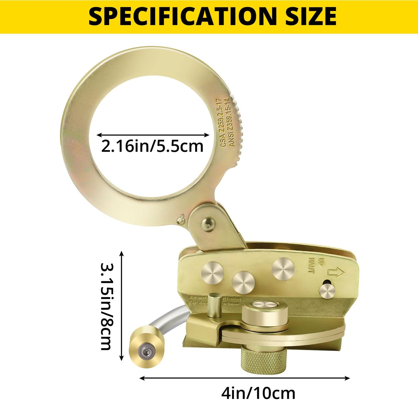 TRSMIMA Rope Grab Fall Protection - Auto Trail Double Locking Rope Grabs Used with 5/8”Rope Anti-Panic Feature for Construction Climbing Roofing Equipment 310 lb. Capacity