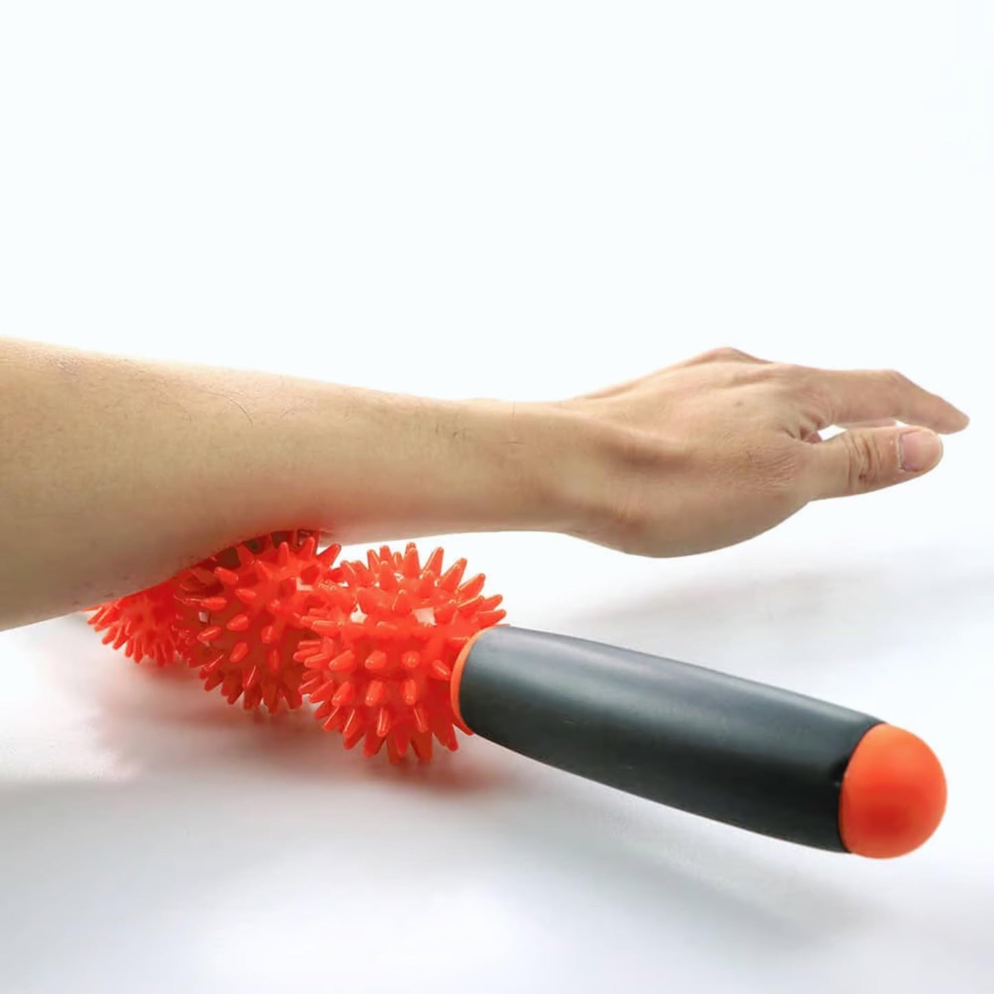 Tiger Tail Pressure Point Muscle Roller Massage Stick, The Spiky Roller, 17" Roller with Three 2.25" Independently Rolling Spiked Balls (Acupressure Roller)