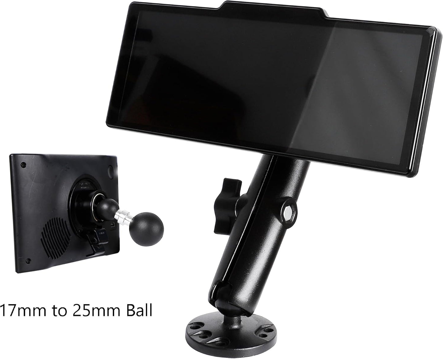 Leenconghui 5.9" 17-25mm (5/8"-1") Heavy-Duty GPS & Phone Mount Holder with Long Arm - Universal Ball Adapter/T-Bolt
