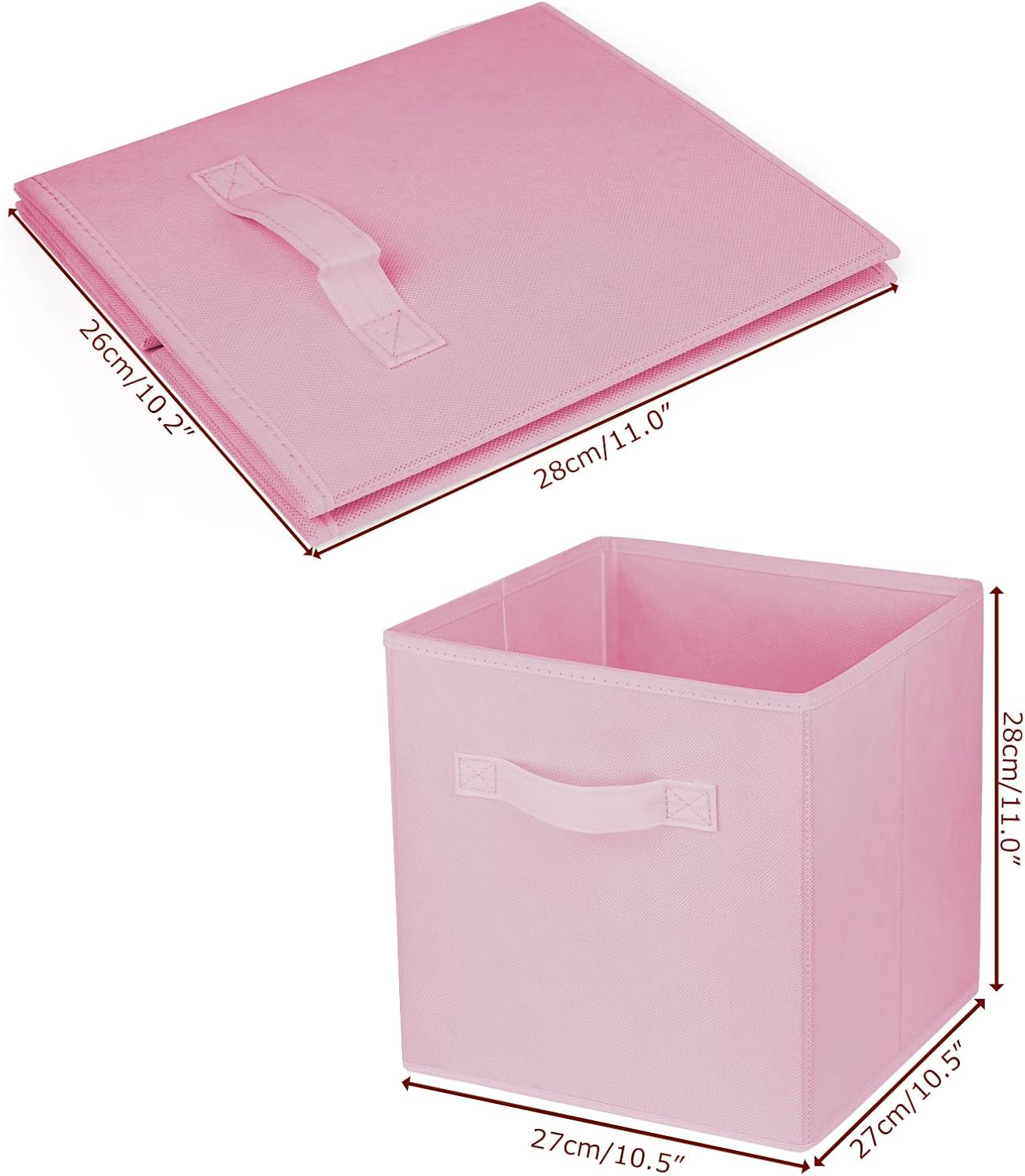 Storage Cubes by [Brand Name] - 10.5 Inch Collapsible Fabric Bins for Organized Closets & Offices | Pink
