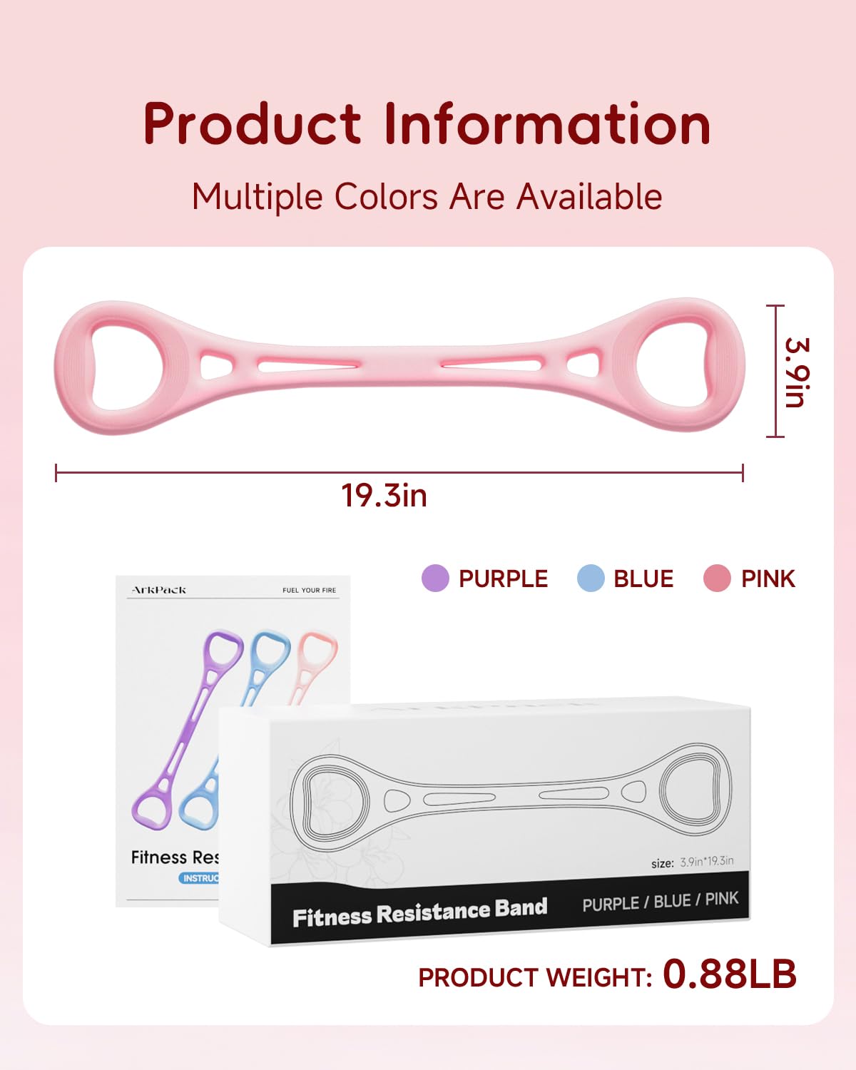 ArkPack Resistance Bands for Women,2PCS Thickened TPE Arm Resistance Bands,Figure 8 Fitness Resistance Band Stretch Fitness Band for Working Out Yoga Pilates Arms Foot Leg Shoulder Waist Back-Purple