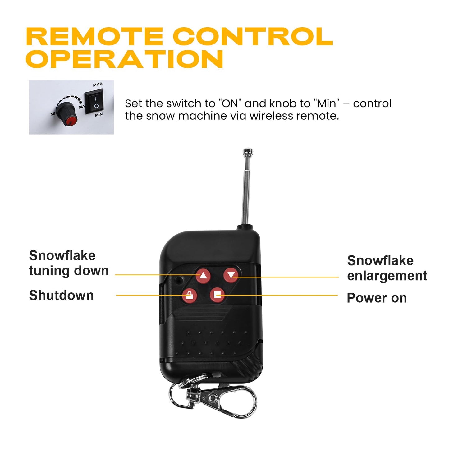 UPGREY 1500W Snow Machine for Outdoors and Indoors w/Tripod, Fake Snow Maker for Party with LED, Remote Controller and Fluid Tank