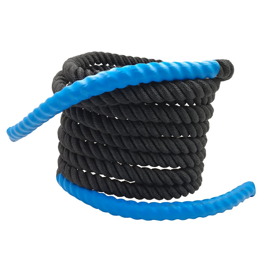 Aoneky 30ft Battle Rope, 7/8" Diameter Nylon Training Rope with Rubber Handles, for Home Gym Fitness Workout, Beginner & Youth Exercise Equipment