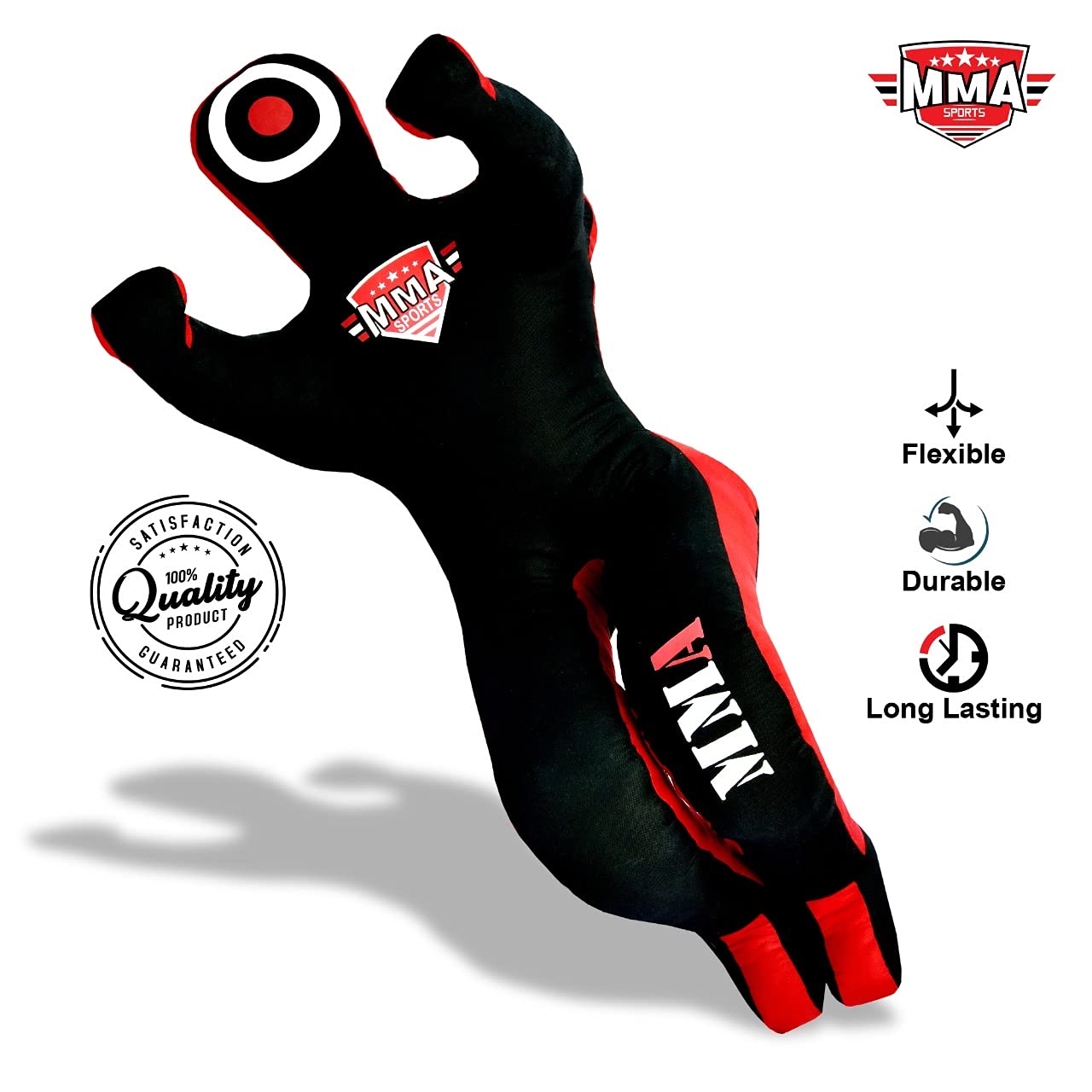 MMA SPORTS Grappling Dummy BJJ Jiu Jitsu Hands Front Judo Punching Bag Wrestling Dummies (Sitting 5 FT / 60 in ) - UNFILLED, Black
