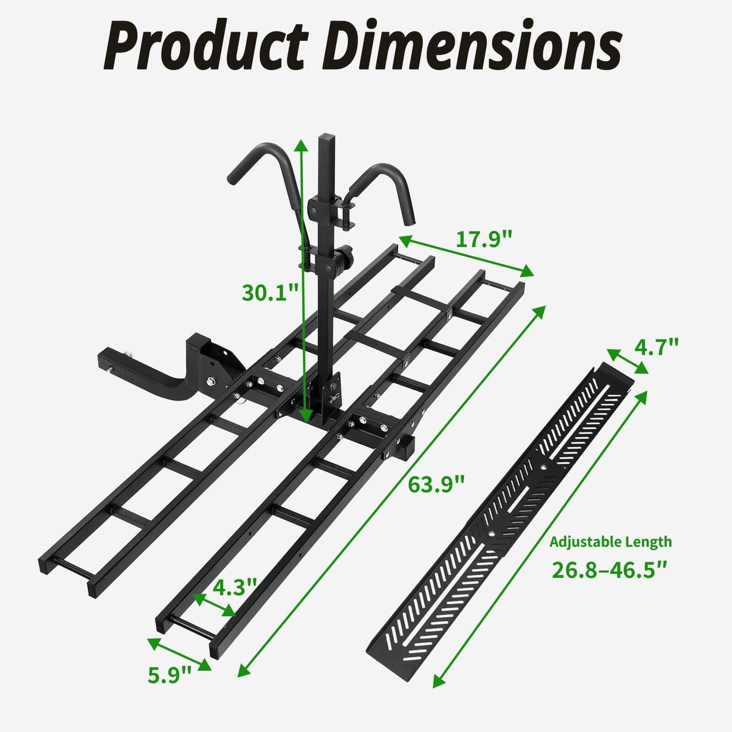 Bike Rack Hitch Mount with Ramp for 2 Bikes – Platform Ebike Rack with Anti-Theft Lock Fits Fat Tires up to 220 lbs – Foldable & Tilt Electric Bike Rack for SUV, Truck, RV – 2'' Hitch Receiver