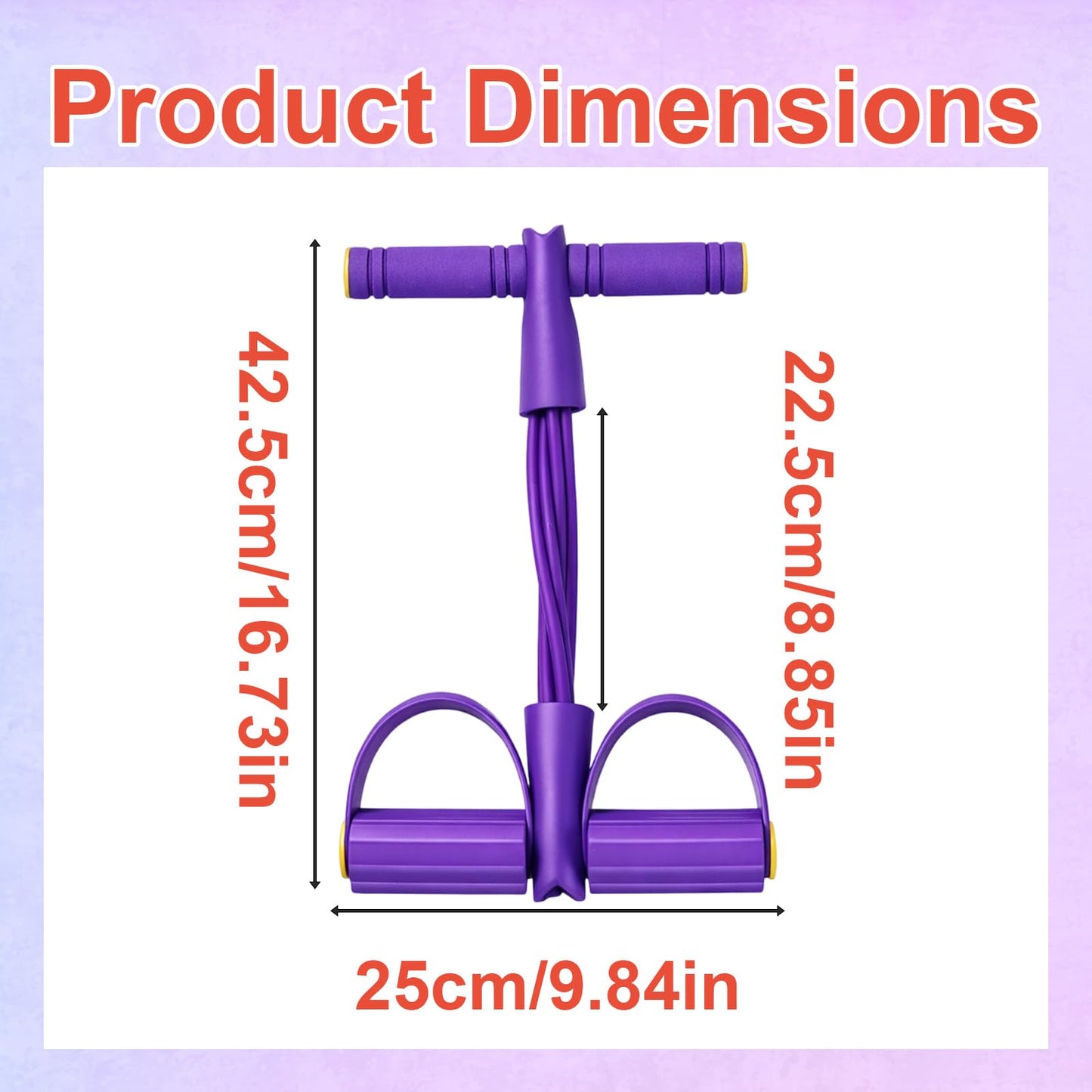Pedal Resistance Band with Handle, Multifunction Foot Pedal Resistance Band, Full Body Resistance Bands for Home Workout and Office Exercise, Purple 6-Tube Pedal Resistance Band