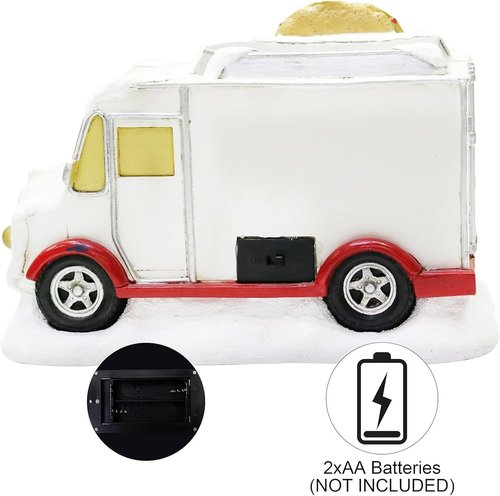 Moments In Time Christmas Village Taco Truck - LED Lighted Food Vendor Scene | Hand-Painted Holiday Décor