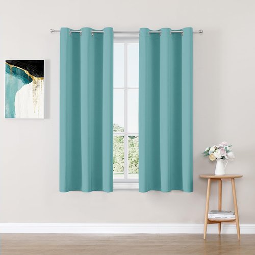 ChrisDowa Small Window Curtains - Thermal Insulated Grommet Room Darkening Panels, Aqua | 29 x 40 Inch