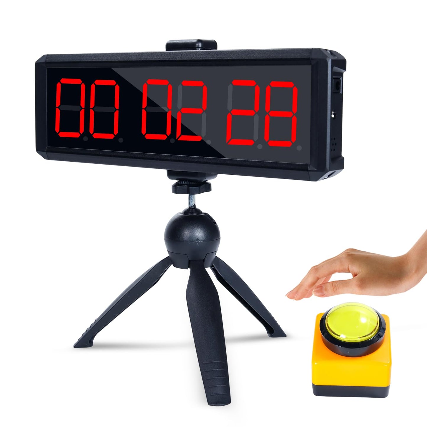 Large Stopwatch with Start/Stop Button、LED Digital Timer with Stand、360° Press Button、Stopwatch for Obstacle Course、Fitness Clock for Home Gym、Interval Timer for Exercise (1.5 red)