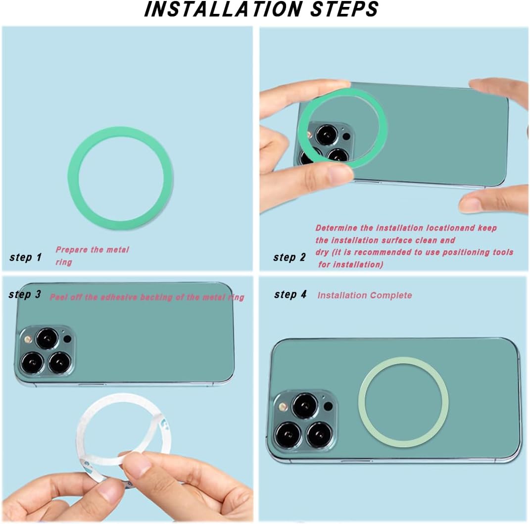 CKANDAY 6 16/15/14/ Colors Universal Metal Rings Compatible with Magsafe Magnetic Wireless Charger, Adapter Ring