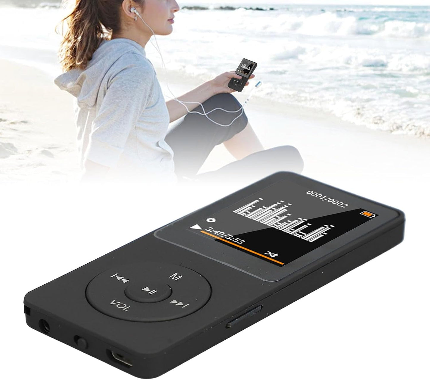 Diyeeni MP3 1.8in MP4 MP3 350mAh 64GB Bluetooth Player, Compact Music Player with Screen, Built in Speaker, Players