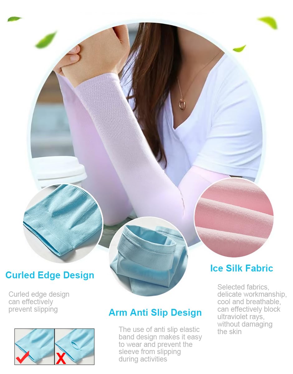 6 Pairs UV Protection Arm Sleeves for Men Women Cooling Compression Sleeves with Tattoo Cover Up Elasticity Sun Sleeve with Anti-Slip Cuffs for Football Work & Outdoor Sports Breathable Sweat-Wicking