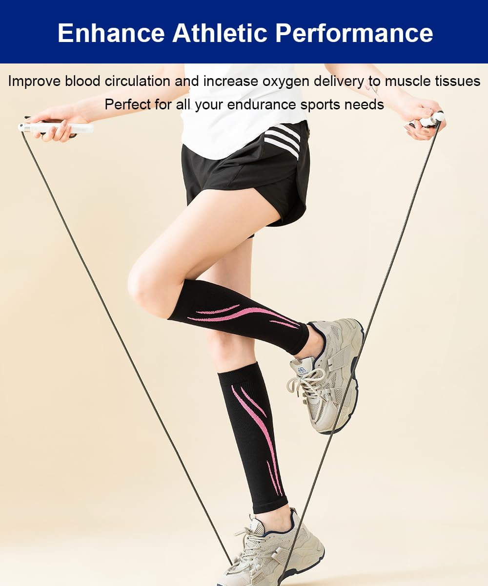 SUJAYU Leg Compression Sleeve Calf Compression Sleeve Women Compression Socks for Flying, Shin Compression Sleeve Shin Splint Relief (Blue, S/M)