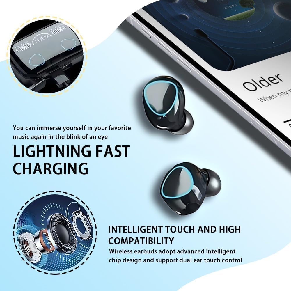 DCBCODGAL 5.3 30H MWRPCRDN Wireless Earbuds, Bluetooth Ear Buds LED Power Display Headphones Playtime Stereo Earbuds