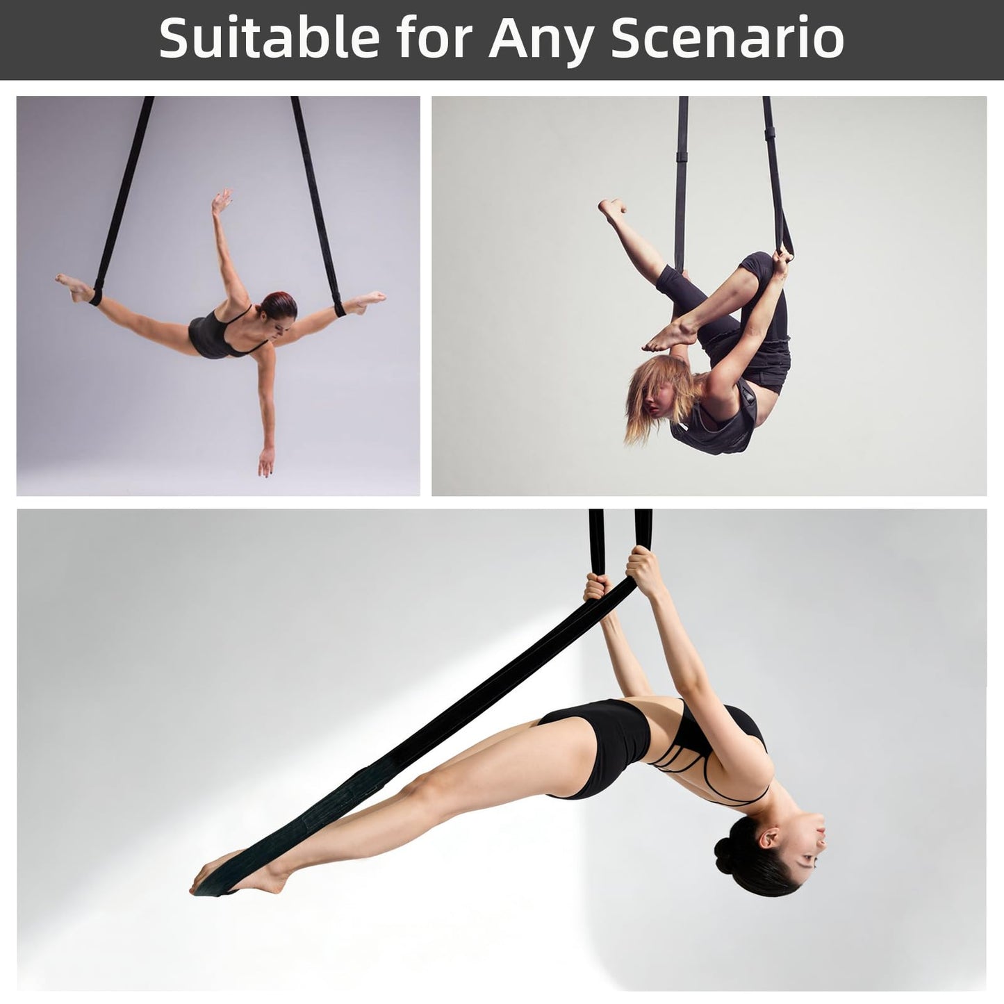 PRIOR FITNESS Aerial Straps Kit, 3m/9.8ft Velvet Covers, SGS Certificate Aerial Yoga Ropes for Trapeze, Acrobtic Circus Props & Fitness with Wrist Lockers, and Carabiners (1 pairs)