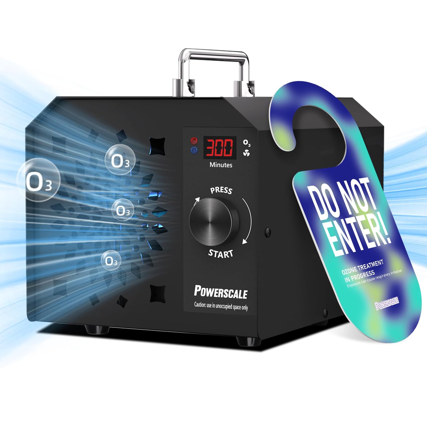 Powerscale OZB2 Commercial Ozone Generator 150,000mg/h for Airbnb Turnovers, Cleaning Business & Large Spaces — Industrial Ozone Machine Odor Removal, Air Purifier for Homes, Offices, Black
