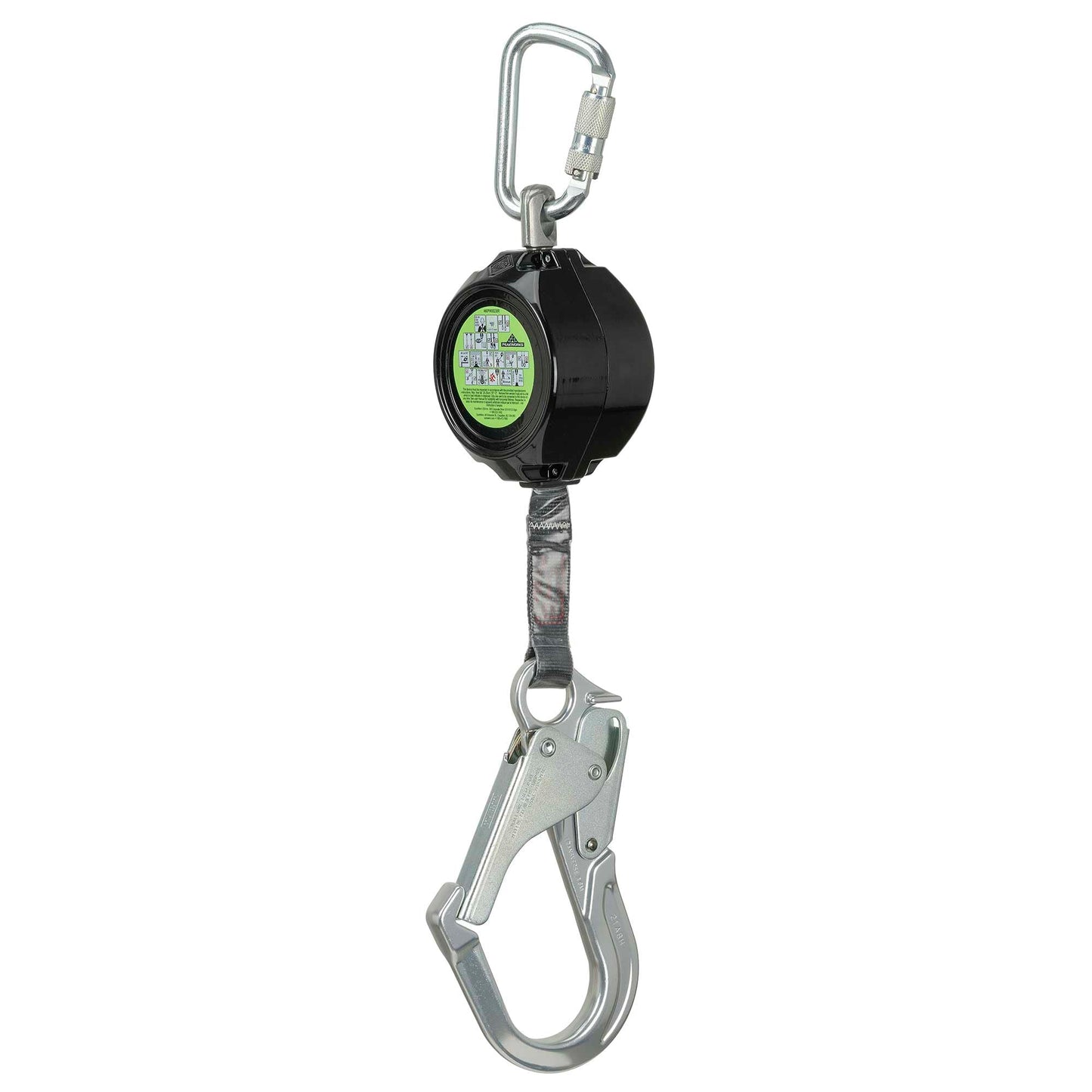 Peakworks Fall Protection Leading Edge Self Retracting Device (SRD) - 10 ft Single Leg Web with Form Hook - Certified ANSI Z359.14-2021 Class 2 LE SRD (Available in Multiple Lengths & Styles)