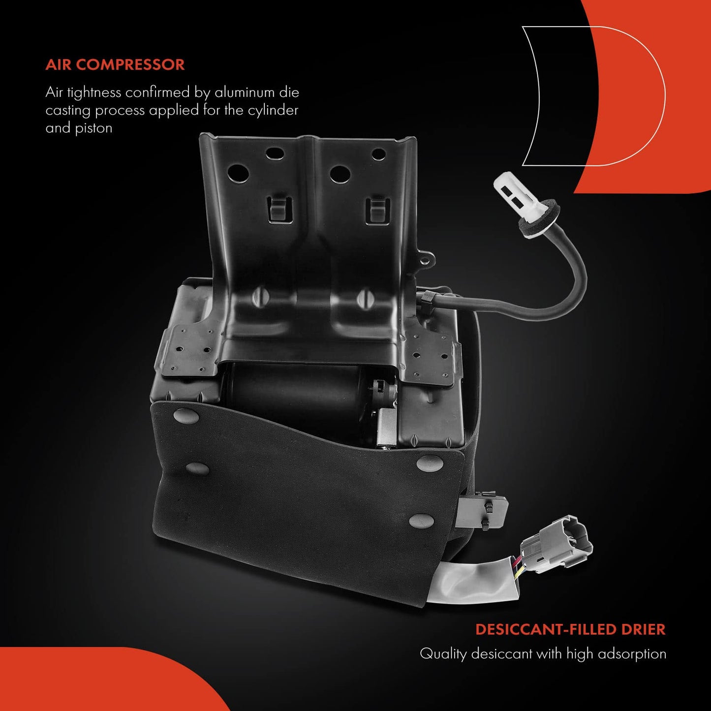 A-Premium Air Suspension Compressor with Bracket Compatible with Infiniti QX56 2004-2013, QX80 2014-2018 & Nissan Armada 2005-2019, Replace# 534001LA4C, 534001LA4A